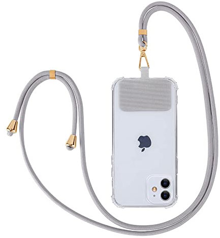 Ownest Handykette mit Phone Lanyard für Universale Handykette für Phone Lanyard für Hülle mit Kordel Nylon Handyband Zum Umhängen Schlüsselband, Kompatibel mit Allen Smartphones Hülle - Grau