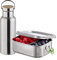 Pausenset aus Edelstahl Lunchbox 0,8 Ltr. und Trinkflasche 500ml, auslaufsicher