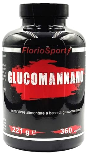 Glucomannano Forte 360 Capsule da 500mg FlorioSport Integratore Pura Fibra Vegetale della Radice Konjac per favorire il senso di sazietà