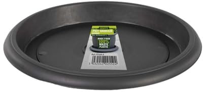 Tildenet Gardenware Soucoupe en Forme de Fleur 100% Plastique Anthracite Diamètre 22,5 cm