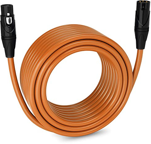 LyxPro 75 Feet XLR Microphone Cable Balanced Male to Female 3 Pin Mic Cord for Powered Speakers Audio Interface Professional Pro Audio Performance and Recording Devices - Orange