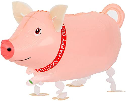 Airwalker Folienballons * Laufende Tiere * als Deko für Geburtstag und Party | 34-115cm groß | Walking Animals Kinder Kindergeburtstag Partydeko Luftballons Ballons, Edition: Schwein