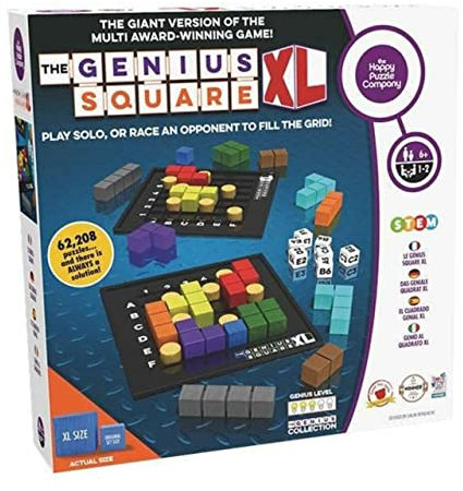 The Happy Puzzle Company The Genius Square XL Game - Over 62,000 Puzzle Challenges for a Family Board Game Night - Logic STEM Educational Learning Resources - Adults & Kids Smart Games Ages 6+