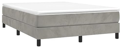 vidaXL Bettgestell, Polsterbett Bett für Schlafzimmer, Bettrahmen mit Lattenrost Stützbeinen, Schlafzimmerbett Doppelbett, Hellgrau 140x200cm Samt