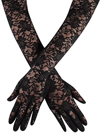UV Protection Lace Arm Sleeves, Women's Floral Lace Sleeves Hollow Out Long Sunscreen Gloves Fingerless Driving Gloves