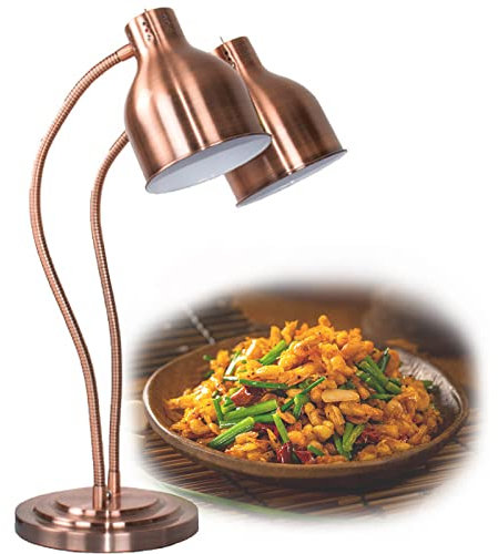 BLANKX Doppelkopf Lebensmittel Wärmelampe,250W Warmhaltelampe mit Zwei Glühbirnen, für Cafeteria Hotel Küche Essen Warm Halten, Buffet-Restaurant-ausrüstung Lampe,Bronze