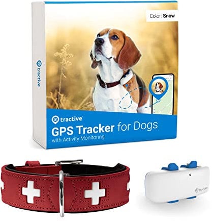 HUNTER Halsband Swiss L (65), rot/schwarz, Tractive GPS Tracker für Hunde (Weiß), GPS mit unbegrenzter Reichweite + Hundehalsband