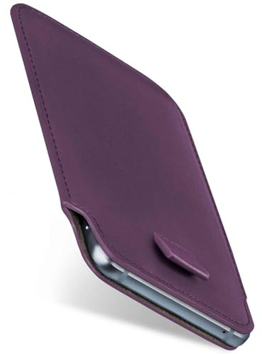 moex Slide Case für Samsung Galaxy S10e Handytasche zum Einstecken Ultra dünn, Einsteckhülle Holster Hülle PU Leder, Sleeve Etui Handyhülle mit 360 Grad Komplettschutz, Lila