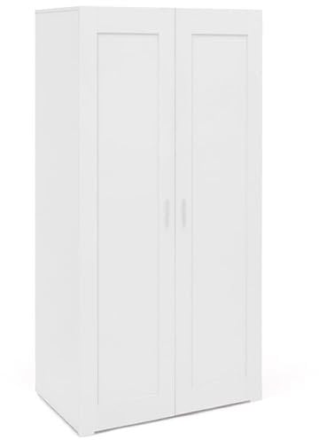 IDMarket - Vito Kleiderschrank mit 2 Türen, Weiß, 80 cm, mit Einlegeböden, maximale Kapazität