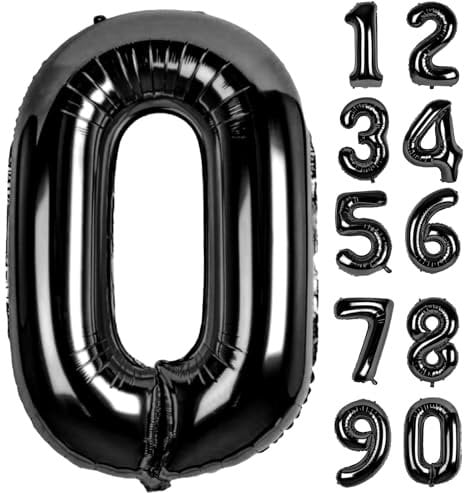 Zahlen Luftballons Geburtstag 0 Schwarz, Folienballon Riesen 82cm Helium Ballons Zahl Luftballon Zahlenluftballons Geburtstagsdeko Für Mädchen Junge Kindergeburtstag Babyparty Jubiläum Party Deko