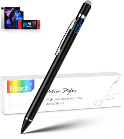 Evach Stylus Pen for Google Pixel 8 Pro,Active Digital Pen with 1.5mm Ultra Fine Tip Pencil for iPad/iPhone/Lenovo/HP/Dell/ASUS Tablets, Drawing Writing on Touch Screens,Black