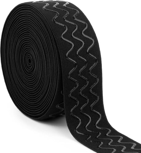 Difenni Silikon-Greiferband, rutschfestes Gummiband, 4,5 m, 3,8 cm, schwarzes Silikon-Greiferband für Kleidung, Nähprojekt, Perückenherstellung, Zubehör
