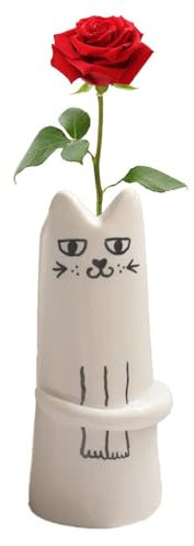 Katze Blumenvase - Dekorative Moderne Vase - Moderne Kunst Blumenvase Tisch Blumenvase Niedliche Harzvase für frisch getrocknete Pflanzen Blumenarrangement