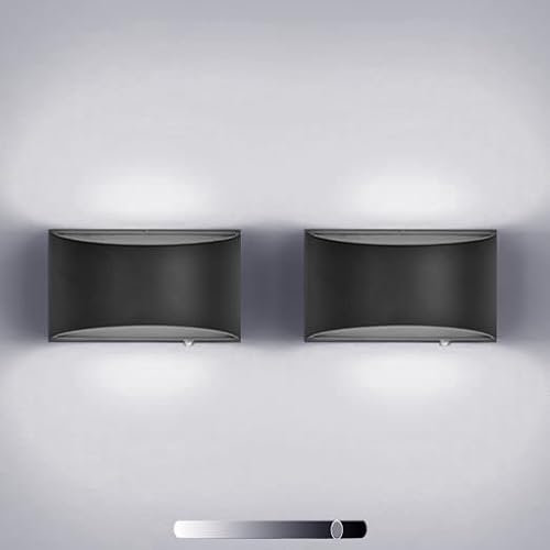 yovurond Dimmbar Wandlampe LED, 16W Weiß Aluminum Modern LED Wandleuchte Innen Licht Up Down Wandlicht für Badezimmer, Wohnzimmer, Schlafzimmer, Flur (Schwarz 2 Stück, Kaltweiß)