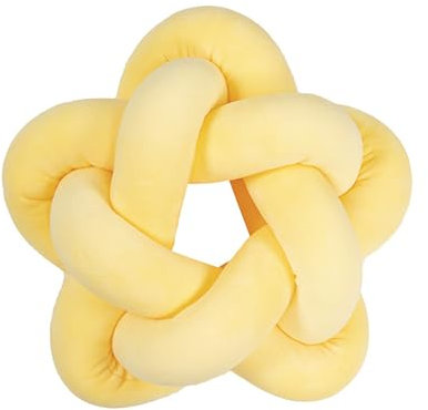 Sternförmiges Knotenkissen, Handgefertigtes Plüsch-knotenkissen, Dekoration Für Zuhause, Büro, Sofa, Couch, Bett(Color:Gelb)