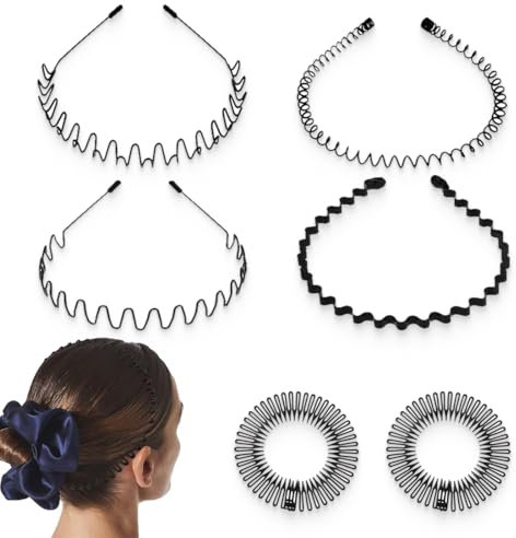 6 Pièces Serre Tete Zig Zag, Serre Tete Homme, Bandeau Cheveux Fille, Bandeaux Ondulés Unisexes, Serre Tete Peigne, Antidérapant Hoop Band pour l'extérieur, Sport, Yoga, Maquillage