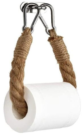 Rope Toilet Roll Holder, 50cm Rustic Jute Toilet Paper Holder, 2cm Thick Nautical Industrial Style, Wall-Mounted Bathroom Accessory