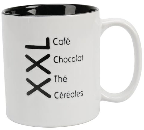 MUG GRÈS BLANC TEXTE NOIR 64cl
