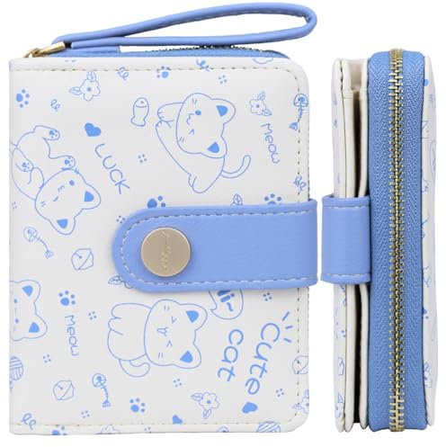 Farcauo Porte Feuille Femme Bleu Porte Monnaie Femme Portefeuille Carte Femme Porte Feuilles Monnaie Porte Carte Bancaire Portefeuilles Petit Cuir Porte Feuille Monnaie Format Mini