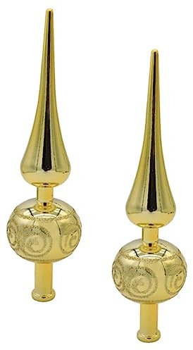 ROMISBABA 2St weihnachtsbaumspitze Stern Baumkrone mit 3D-Stern Vintage Baumspitze Christmas Tree weihnachstbaum Weihnachtsbaumkrone Kugelförmige Weihnachtsbaumspitze Plastik Golden