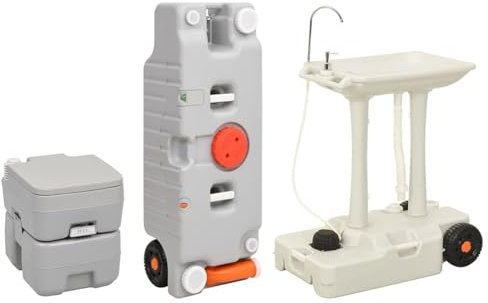Iiaky Portable Camping Toilet and Handwash Stand Set with Water Tank-Portable Toilet Potty Loo for Pool Party Camping Caravan Picnic & Festivals
