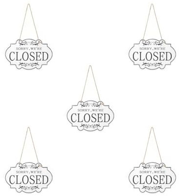 Lot de 5 panneaux de porte ouverts et fermés en bois à suspendre pour magasin, pub, restaurant, blanc, 30 x 20 cm