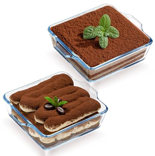 WPPQWP Mini pirofila in vetro trasparente, per friggitrice ad aria calda, forno, microonde, 15 x 13 x 4 cm (set da 2)