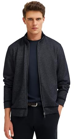 bugatti Herren Sweatjacke 8750-85170D | Modern Fit, Reißverschluss, Stehkragen, Vordertaschen, Baumwollmix