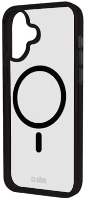 SBS Mag Frame Case - MagSafe Schutzhülle für iPhone 16 - flexibel und strapazierfähig, stoßfest, Kratzfest, Schutz für Kameras, Material TPU, schlankes Design, transparent und schwarz