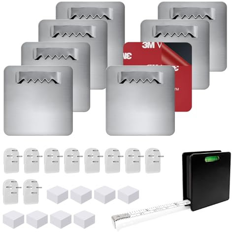 8 ganci autoadesivi senza foratura, ganci autoadesivi con superficie adesiva extra forte 3M, per immagini pesanti, set di fissaggio da appendere, per cornici