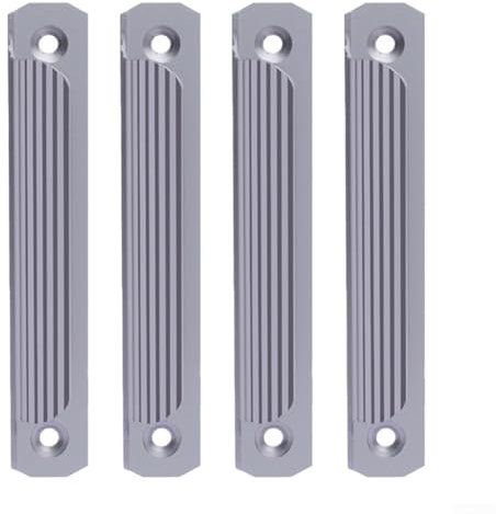 ReachMall 4 maniglie per porte scorrevoli in lega di alluminio, maniglie per porte di finestre, guardaroba, balcone, 12 x 2 x 1,5 cm, maniglia senza punzonatura (grigio)