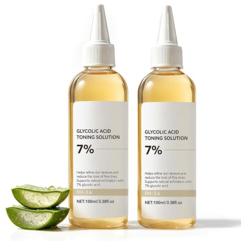2PCS Glycolic Acid,Glycolic Acid Toner,Glycolic Acid for Blemishes,Glykolsäure 7% Toning Solution,Glycolic Acid,Feuchtigkeit Spenden und Stärken Haut, 100ml