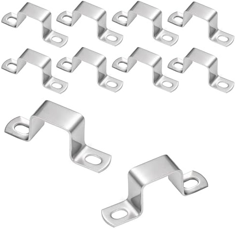 MUNTE 10 Pezzi Fascette Stringitubo Quadrata Argento, Staffe a U in Acciaio Inossidabile, Morsetto Quadrato 25 mm x 25 mm, per Il Fissaggio di Tubi Dell'acqua e Del Gas