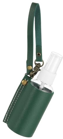 sourcing map Travel Empty Spray Bottles with Leather Bag Holders, 30ml Refillable Leakproof Bottle Travel Size, Portable Hand Soap Containers for Cosmetic Perfume Air Freshener,Dark Green
