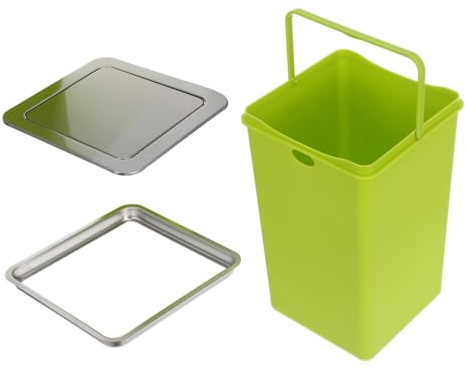 ULTECHNOVO Poubelle Encastrée Inox avec Couvercle Basculant Poubelle de Comptoir Intégrée Moderne Gain de Place pour Cuisine et Salle de Bain Design Élégant et Facile Entretien