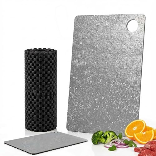 Titanium Cutting Board, Pure Titanium Chopping Boards for Kitchen, Double Sided Non Toxic Antibacterial Food-Grade Cutting Mat, Ideal Charcuterie Chopping for Meat, Hygiene Durable Dishwasher Safe