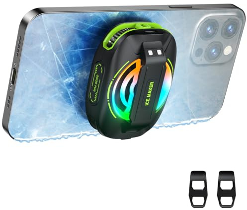 Basics Magnetic Phone Cooler, Low Noise USB Cooling Fan with Smart Temp Control, RGB Light, Magnetic Ring & Clip Compatible with iPhone 15 16 17Pro Max MagSafe Samsung iPad for Gaming