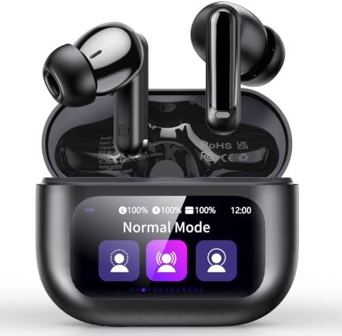 Touchscreen Bluetooth Kopfhörer, 2026 In Ear Kopfhörer Kabellos Bluetooth 5.4 mit ANC+ENC Noise Cancelling Mic, 48Std Spielzeit Tiefer Bass Earbud mit 5 EQ-Modi, IP7 Wasserdicht Ohrhörer Tiefschwarz