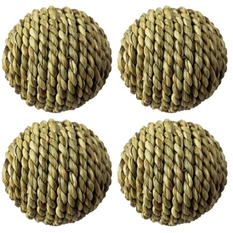 Artibetter 4pcs de Balle en Paille pour Hamster et Perroquet, Stimule l'exercice et Soulage L'ennui la Cage, Naturel à Grignoter