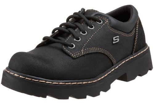 Skechers Women's Parties-Mate Oxford Shoes, Black Suede Leather, 3.5 UK
