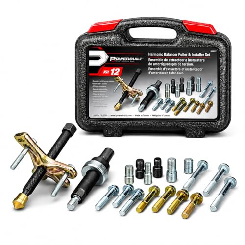 Powerbuilt Harmonic Balancer Puller and Installer Tool Set, Install and Remove Kit, Cars and Light Trucks, Storage Case - 648637