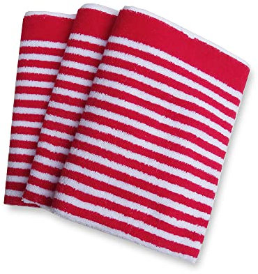 Ross Frottee Küchenhandtuch Quadrat Zwirn-Flor 3er Satz Rot - 50x50cm