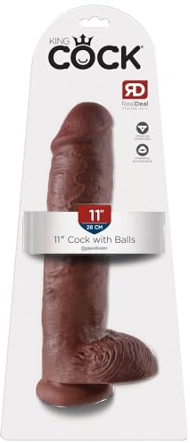 King Cock 11 Cock with Balls, Brown, 28 cm