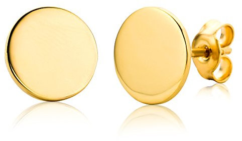 Miore Schmuck Damen Ohrstecker runde Scheiben Ohrringe aus Gelbgold 9 Karat / 375 Gold