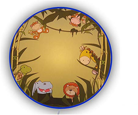 Liebevoll designte LED Wandlampe WILDE TIERE Ø25cm mit bruchsicherem Schirm, Safari Feeling fürs Kinderzimmer
