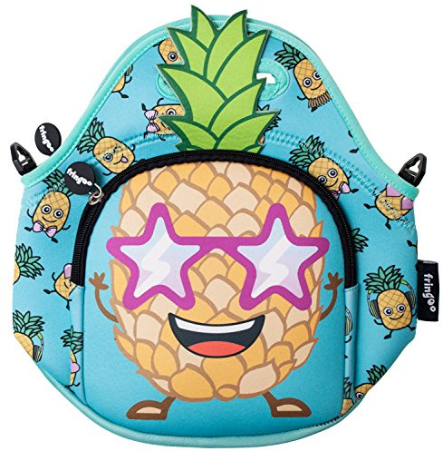 Fringoo® Kids Lunch Bag - Made from Neoprene Thermal Insulated Material - School Lunch Bag - Zipped Pocket Shoulder Strap (Pineapple)