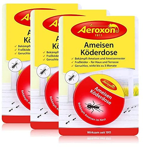 Aeroxon Ameisenköderdose - schnelle und starke Wirkung - auch gegen die Ameisenkönigin 3er Vorteilspack (3 x 1 Stück)
