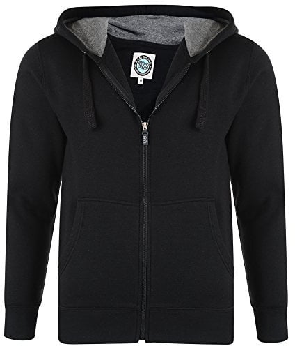 Kam Jeanswear Men's Full Length Zip Extra Long Plain Hoodie in Black KBS 503