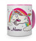 printplanet® Tasse mit Namen personalisiert - Motiv Verrücktes Einhorn individuell gestalten - Farbvariante Rosa