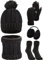 SATINIOR 5 Stück Damen Winter Ski Ausflug Set Strickmütze Schal Handschuhe Ohrenschützer Strümpfe (Schwarz)